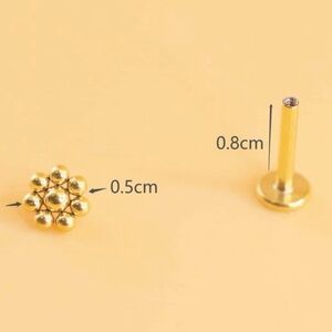 NEW! Gold plated surgical steel ball Flower Stud Earring or body piercing
